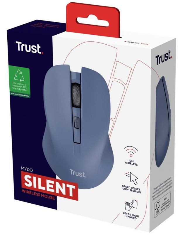 Миша Trust MYDO SILENT, WL, Синій