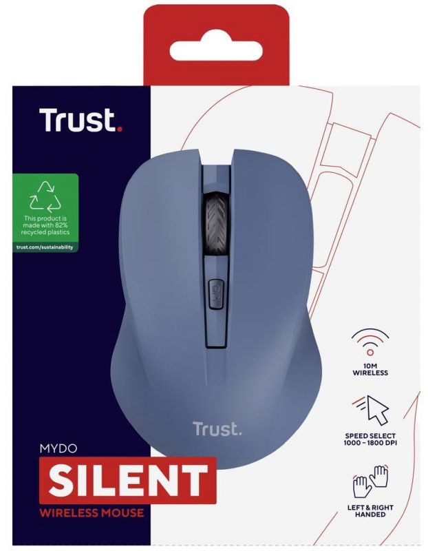 Миша Trust MYDO SILENT, WL, Синій