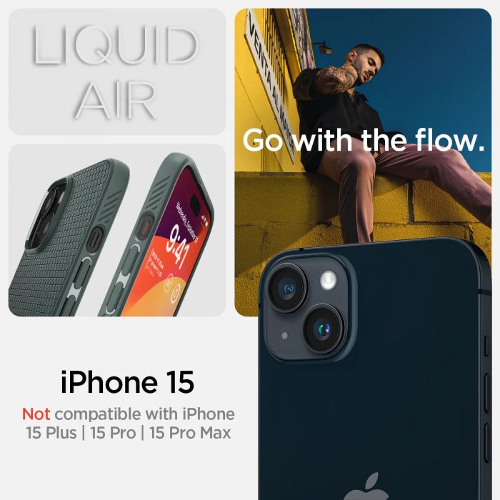 Чохол Spigen для Apple iPhone 15 Liquid Air, Abyss Green