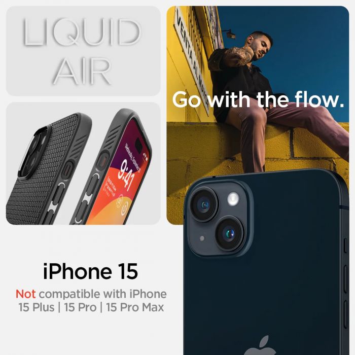 Чохол Spigen для Apple iPhone 15 Liquid Air, Matte Black