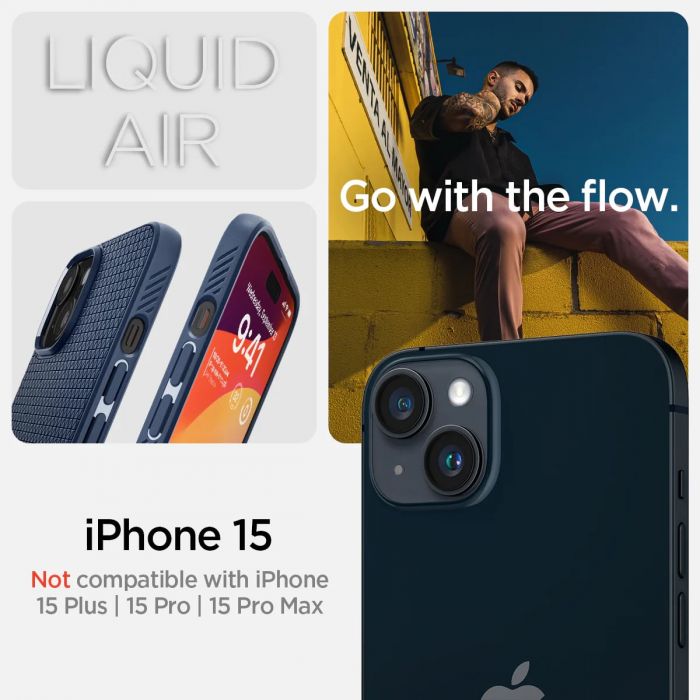 Чохол Spigen для Apple iPhone 15 Liquid Air, NavyBlue