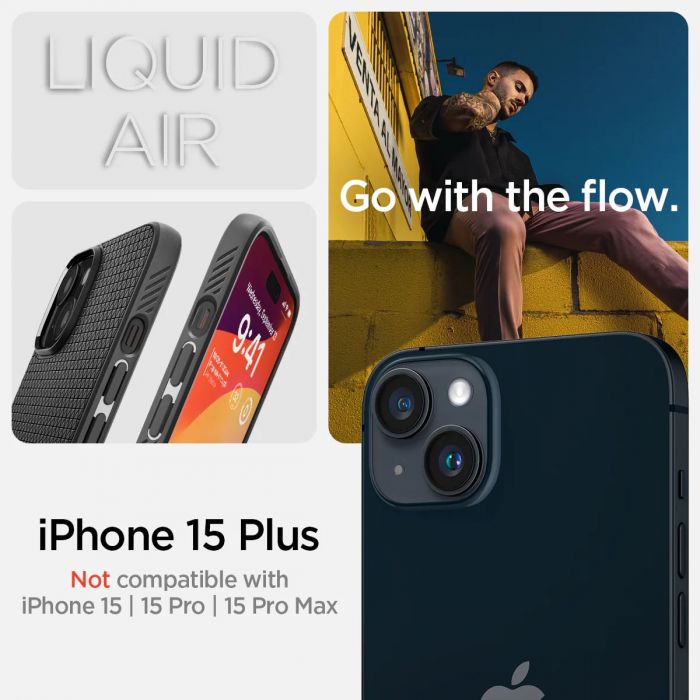 Чохол Spigen для Apple iPhone 15 Plus Liquid Air, Matte Black