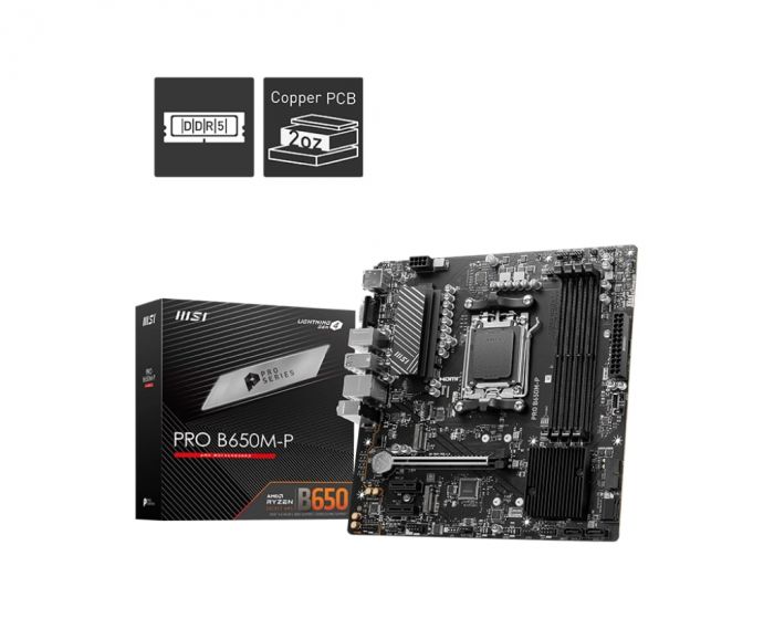 Материнcька плата MSI PRO B650M-P sAM5 B650 4xDDR5 HDMI DP Dsub mATX