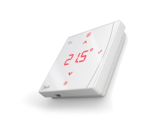 Терморегулятор Danfoss Icon2 RT, Display, +5...35 °C, програмований, бездротовий, накладний, 3В, білий