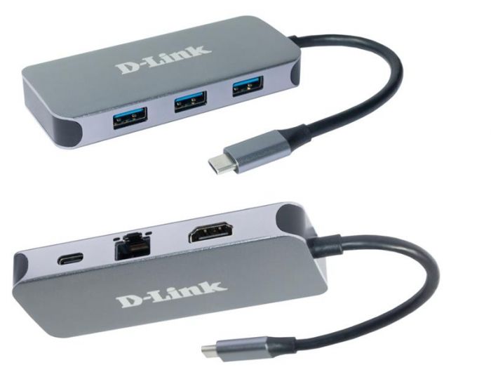 USB-Концентратор D-Link DUB-2335 3xUSB3.0, 1xUSB-C/PD, 1xHDMI 1.4b, 1xGE, USB-C