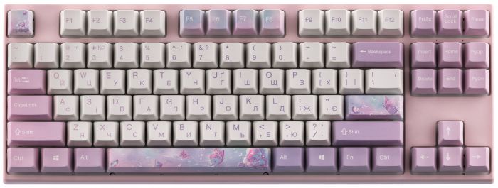 Клавіатура механічна Varmilo VEM87 Dreams On Board 87Key, EC V2 Jasmine, USB-A, EN/UKR, White Led, рожевий