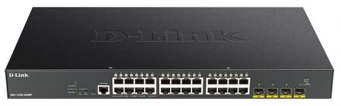 Комутатор D-Link DGS-1250-28XMP 24xGE PoE, 4xSFP+, 370W, WebSmart