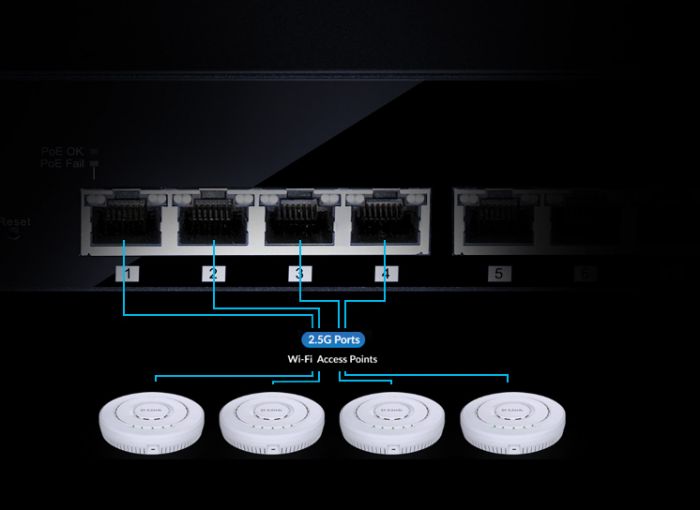 Комутатор D-Link DMS-106XT 1x10GE, 5x2.5GE, Некерований