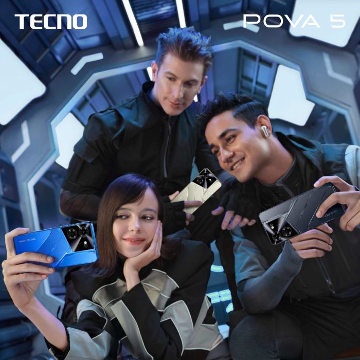 Смартфон TECNO POVA 5 (LH7n) 6.78" 8/128ГБ, 2SIM, 6000мА•год, Mecha Black