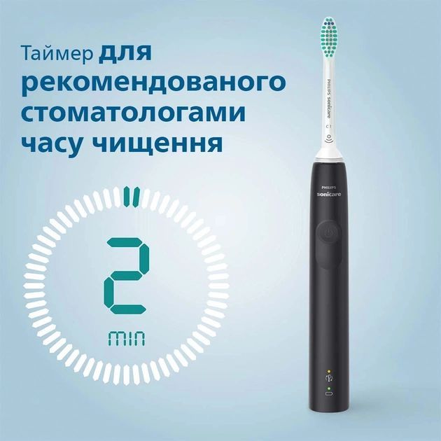 Щітка зубна елекр. Philips, Sonicare 3100 series, набір , 31т. колеб/хв, насадок-1, 2 шт в наборі, рожевий, чорний