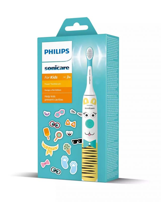 Щітка зубна елекр. Philips, Philips Sonicare For Kids, для дітей, насадок-1, 2 комплекти наклейьок, білий