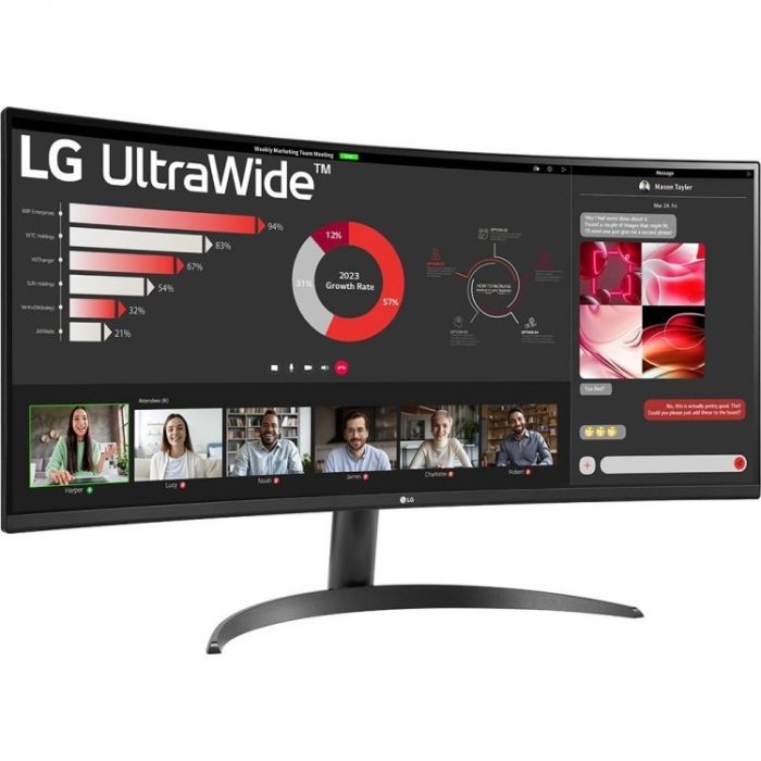 Монітор LG 34" 34WR50QC-B 2xHDMI, DP, Audio, VA, 3440x1440, 100Hz, sRGB 99%, CURVED, FreeSync, HDR10