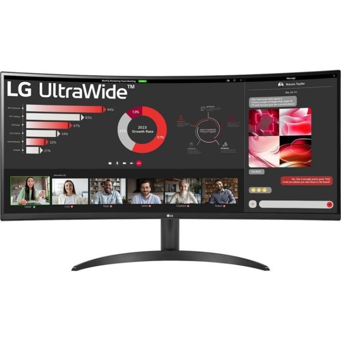 Монітор LG 34" 34WR50QC-B 2xHDMI, DP, Audio, VA, 3440x1440, 100Hz, sRGB 99%, CURVED, FreeSync, HDR10