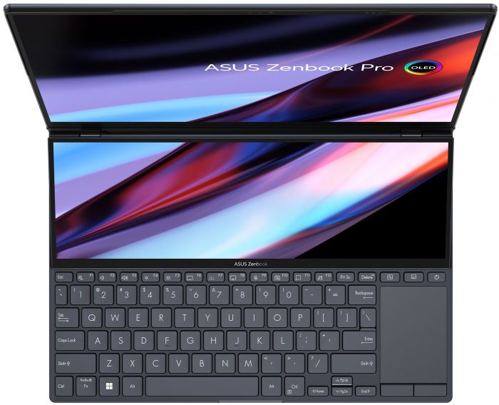 Ноутбук ASUS Zenbook Pro 14 Duo UX8402VU-P1060 14.5" 2.8K OLED Touch, Intel i7-13700H, 16GB, F1TB, NVD4050-6, NoOS, Чорний