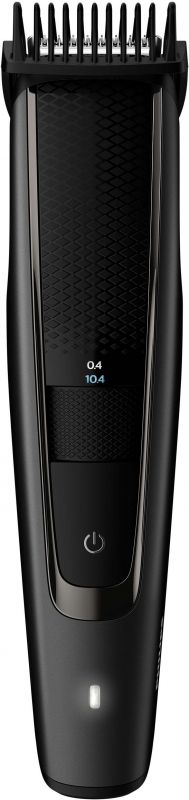 Тример Philips Beardtrimmer series 5000, для бороди і вусів, мережа+акум., насадок-2, чохол, сталь, чорний