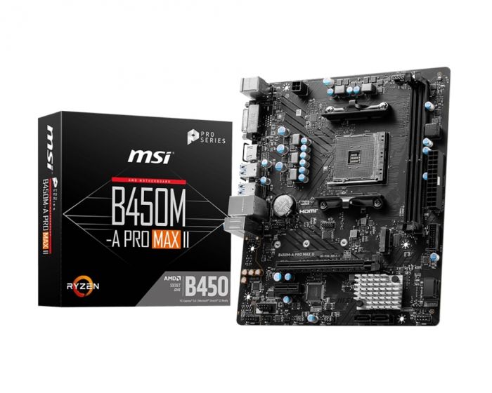 Материнcька плата MSI B450M-A PRO MAX II sAM4 B450 2xDDR4 HDMI DVI mATX