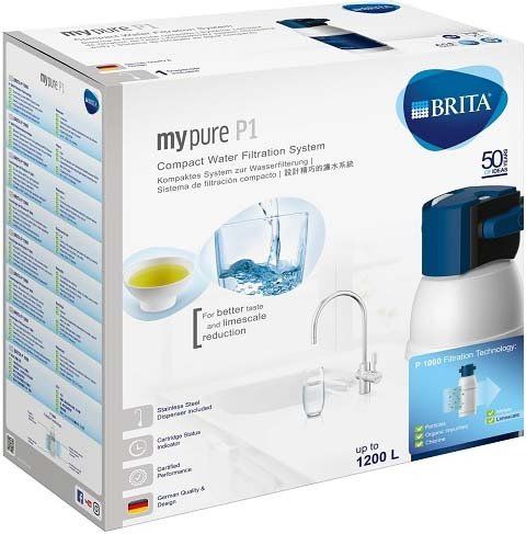 Фільтр проточний BRITA My Pure P1, індикатор стану фільтра, 3 режими жорсткості води