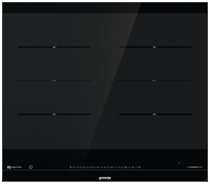Варильна поверхня Gorenje індукційна, 60см, поєднання конфорок, Iq-програми, чорний
