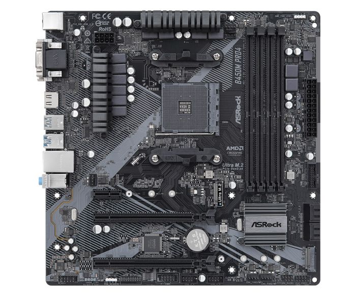 Материнська плата ASRock B450M PRO4 R2.0 sAM4 B450 4xDDR4 M.2 HDMI DVI mATX