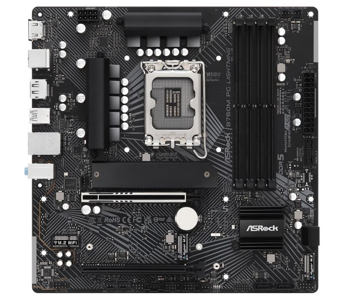 Материнська плата ASRock  B760M PG LIGHTNING s1700 B760 4xDDR5 M.2 HDMI DP mATX