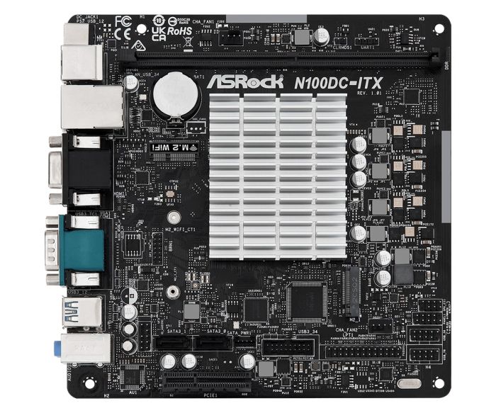 Материнська плата ASRock N100DC-ITX Intel Quad core N100 (up to 3.4GHz) 1xDDR4 M.2 HDMI mITX