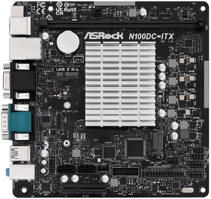 Материнська плата ASRock N100DC-ITX Intel Quad core N100 (up to 3.4GHz) 1xDDR4 M.2 HDMI mITX