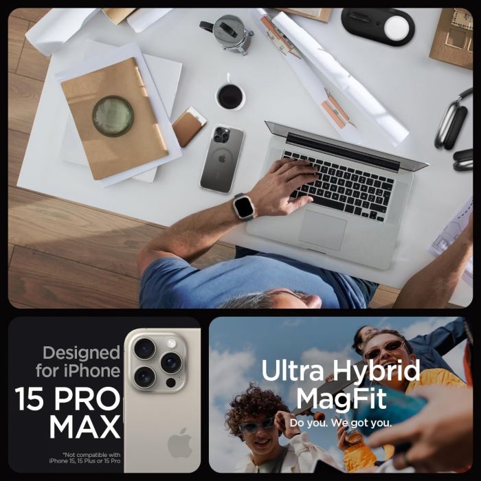 Чохол Spigen для Apple iPhone 15 Pro Max Ultra Hybrid MagFit, Graphite