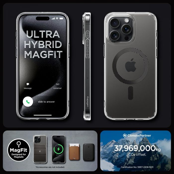 Чохол Spigen для Apple iPhone 15 Pro Ultra Hybrid MagFit, Carbon Fiber