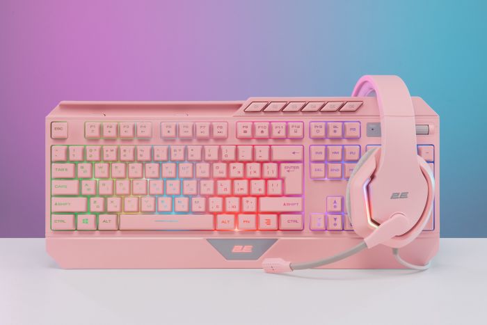 Клавіатура 2E GAMING KG315 RGB USB Pink Ukr