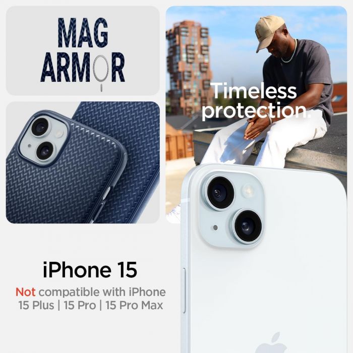 Чохол Spigen для Apple iPhone 15 Mag Armor MagFit, Navy Blue