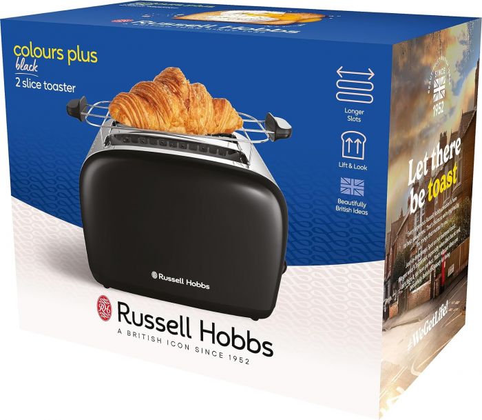 Тостер  Russell Hobbs Colours Plus, 1600Вт, нержав., підігрів,разморозка, чорний