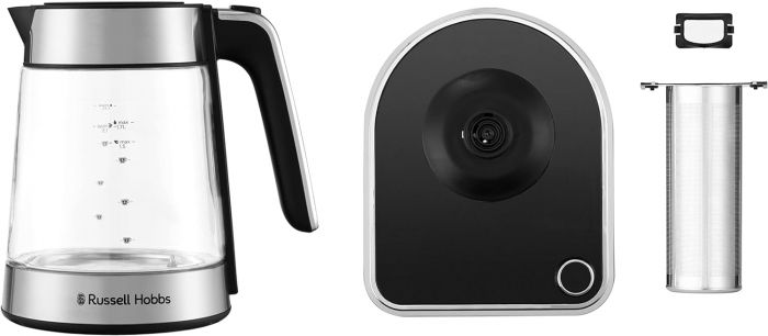 Електрочайник Russell Hobbs Attentiv Kettle, 1.7л, Strix, скло, база зі сховищем для шнура, сірий