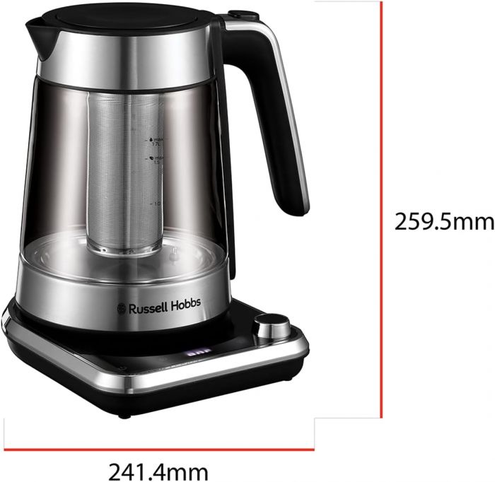 Електрочайник Russell Hobbs Attentiv Kettle, 1.7л, Strix, скло, база зі сховищем для шнура, сірий