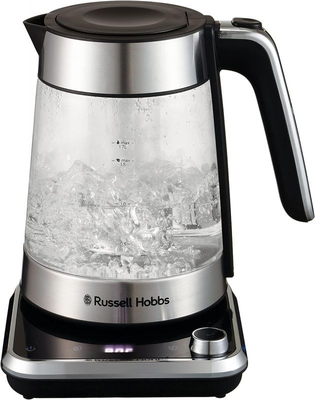 Електрочайник Russell Hobbs Attentiv Kettle, 1.7л, Strix, скло, база зі сховищем для шнура, сірий