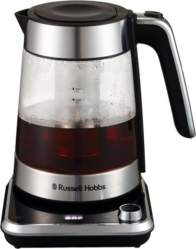 Електрочайник Russell Hobbs Attentiv Kettle, 1.7л, Strix, скло, база зі сховищем для шнура, сірий