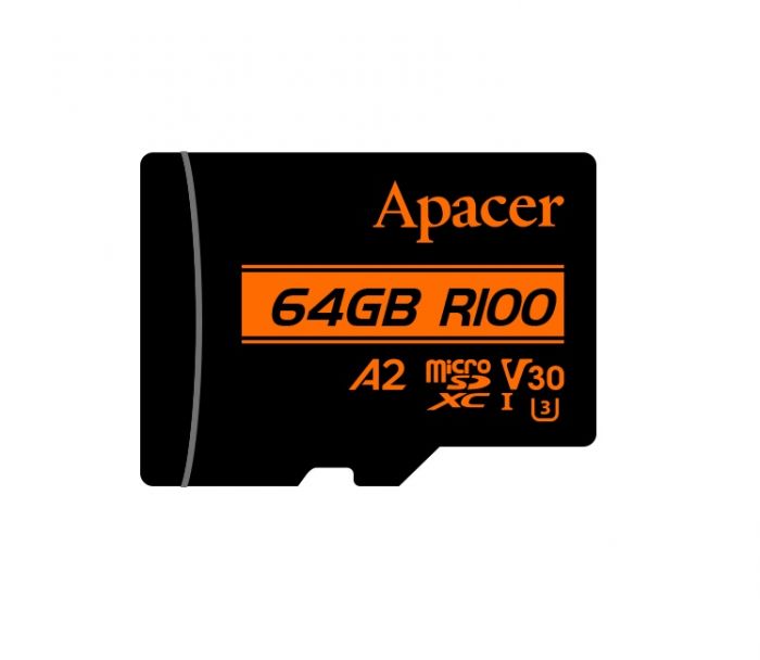 Карта пам'яті Apacer microSD  64GB C10 UHS-I U3 A2 R100/W80MB/s + SD