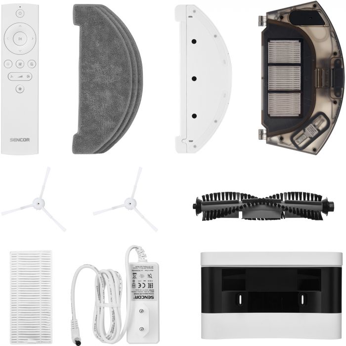 Робот-пилосос Sencor , 400Вт, h=9,8см, вологе прибирання, конт пил -0,45л, вода -0,24л, автон. робота до 120хв, вага-2,5кг, НЕРА, білий