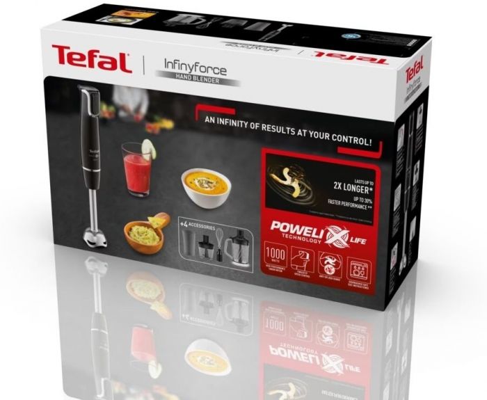 Блендер Tefal заглибний INFINY FORCE, 1000Вт, 5в1, чаша-800мл, XL чопер 1л., чорний