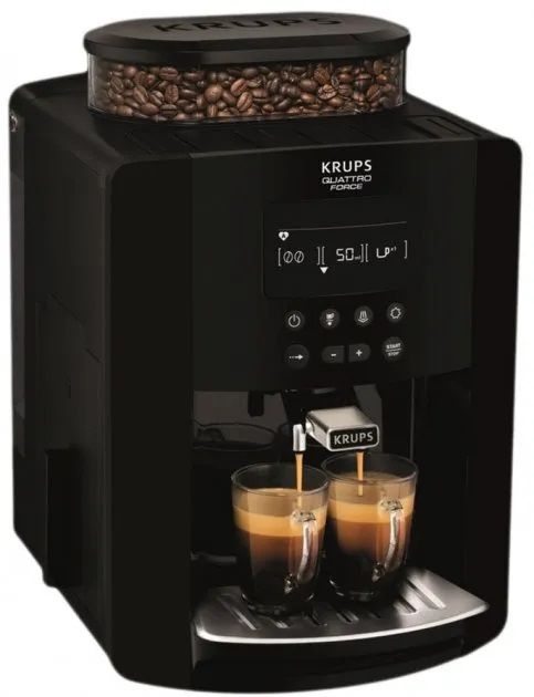 Кавомашина Krups  Arabica, 1,7л, зерно, ручний капуч, ОLED диспл, аторец.-19, чорний