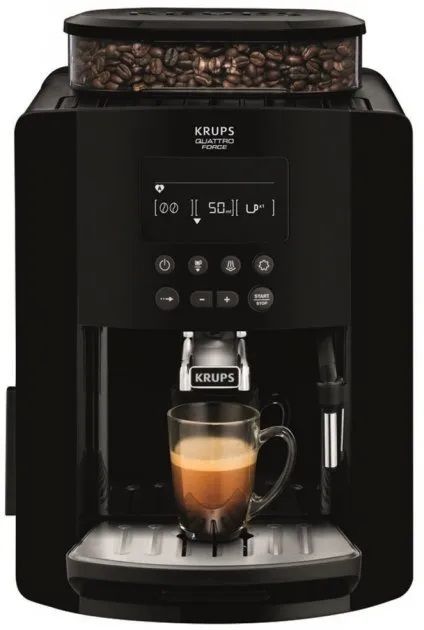 Кавомашина Krups  Arabica, 1,7л, зерно, ручний капуч, ОLED диспл, аторец.-19, чорний