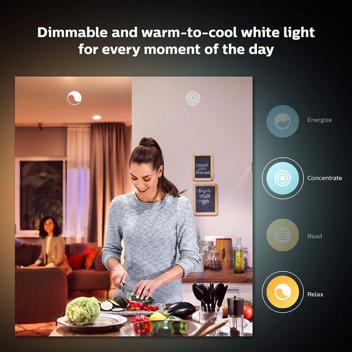 Лампа розумна Philips Hue GU10, 5W(50Вт), 2200K-6500K, Tunable white, ZigBee, Bluetooth, димування, 2шт