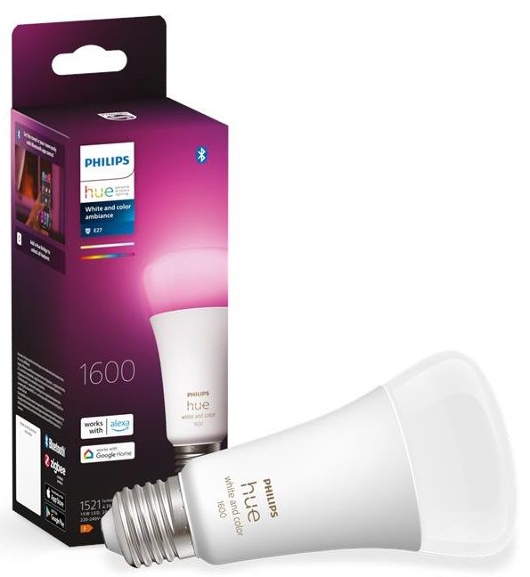 Лампа розумна Philips Hue E27, 15W(100Вт), 2000K-6500K, RGB, ZigBee, Bluetooth, димування