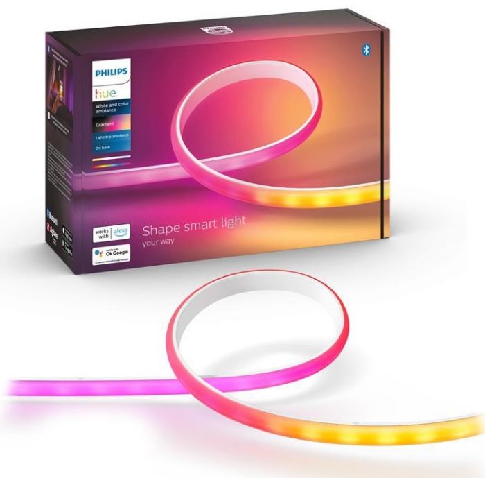 Стрічка світлодіодна розумна Philips Hue Gradient, 0.5W(20Вт), 2000K-6500K, RGB, Gradient, ZigBee, димування, базовий комплект, блок живлення, 2м