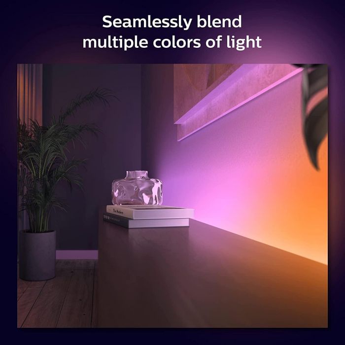 Стрічка світлодіодна розумна Philips Hue Gradient, 0.5W(20Вт), 2000K-6500K, RGB, Gradient, ZigBee, димування, базовий комплект, блок живлення, 2м