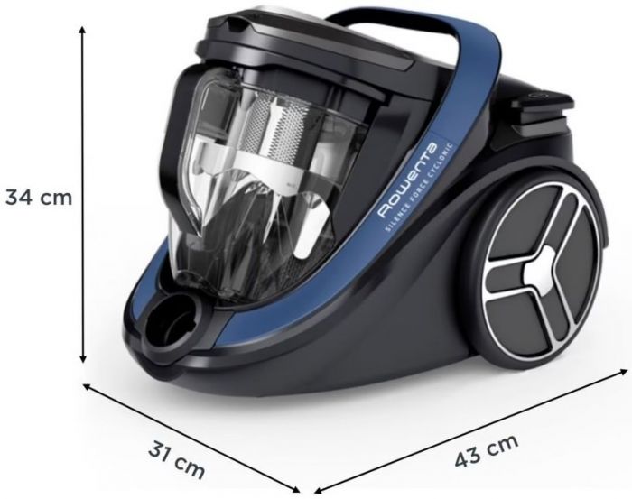 Пилосос Rowenta контейнерний SILENCE FORCE CYCLONIC, 500Вт, конт пил -2,5л, НЕРА, ручка Ergo Comfort з насадкою Easy Brush, чорно-синій