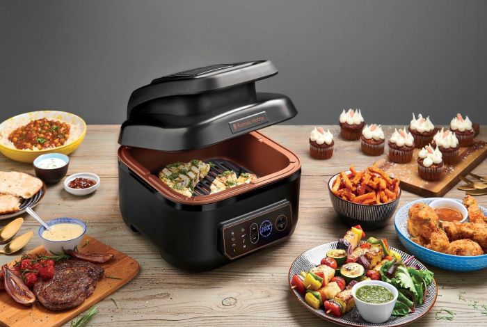 Мультипіч Russell Hobbs SatisFry Air&Grill, 1745Вт, чаша-5.5л, сенсорне керув., алюміній/пластик,чорно-помаранчевий