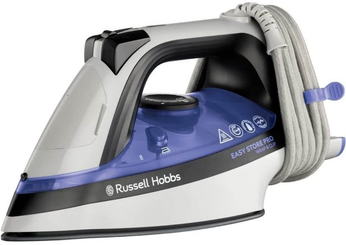 Праска Russell Hobbs Easy Store Pro, 2400Вт, 320мл, паровий удар -180гр, постійна пара - 45гр, зберігання шнура, керам. підошва, біло-синій