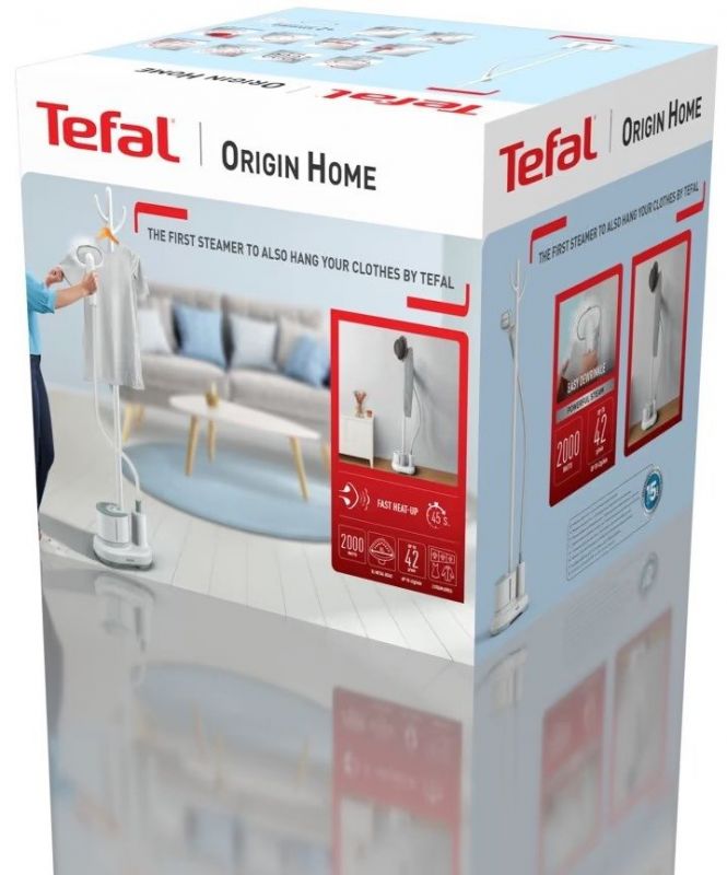 Відпарювач Tefal вертикальний Origin Home, 2000Вт, 1400мл, 42г/хв, білий