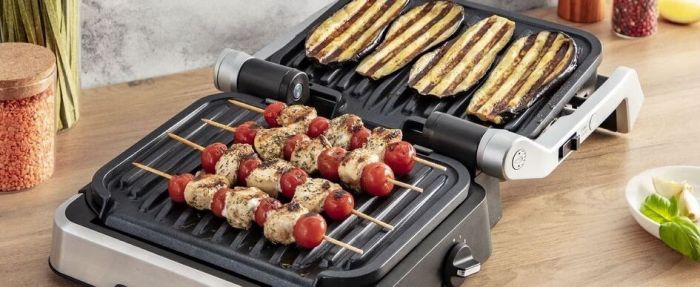 Гриль Tefal прижимний OptiGrill 4in1 Inox, 2100Вт, темп. режимів-4, з`ємні пластини, метал