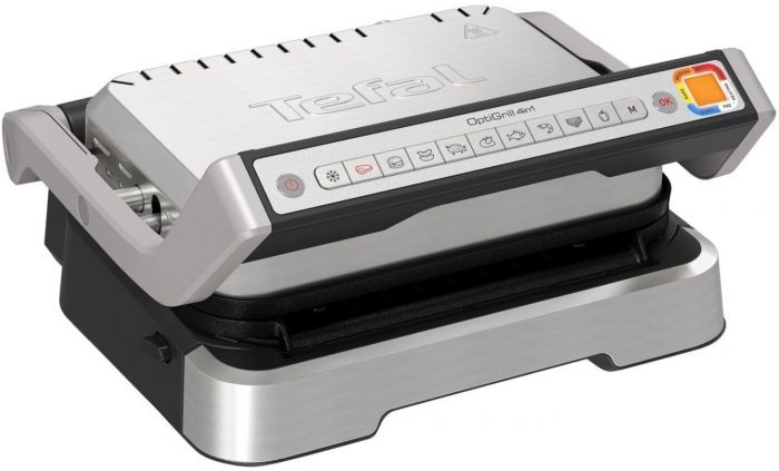 Гриль Tefal прижимний OptiGrill 4in1 Inox, 2100Вт, темп. режимів-4, з`ємні пластини, метал